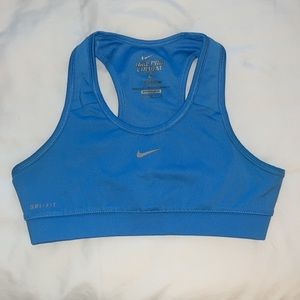 nike razorback sports bra, blue (youth large)